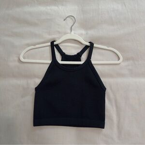 Balance Athletica Ribbed High Neck Racerback Bra | Black | Small